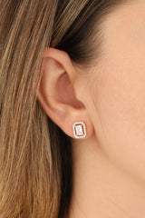 Baguette Stone Diamond Model Silver Earring