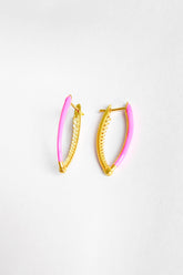 Pink Enameled Sterling Silver Earrings