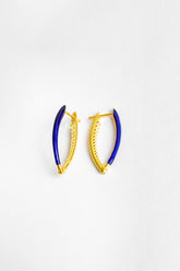 Navy Blue Enameled Sterling Silver Earrings