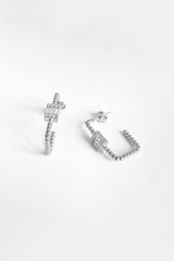 Baguette Stone Rectangular Silver Earring