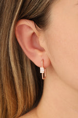 Baguette Stone Rectangular Silver Earring