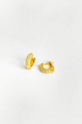 White Stone Small Snap Silver Earrings