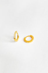 White Stone Small Hoop Silver Earrings