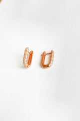 Double Side Stone Silver Earrings