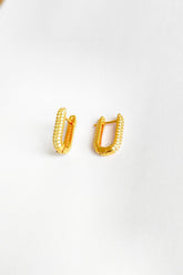 Double Side Stone Silver Earrings