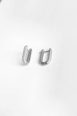 Double Side Stone Silver Earrings