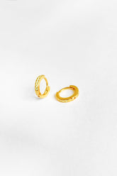 Zircon Stone Small Hoop Silver Earrings