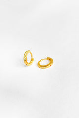 Zircon Stone Small Hoop Silver Earrings