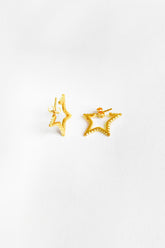 Hollow Star Sterling Silver Earrings