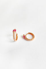 Coral Stone Eyed Snake Silver Earrings