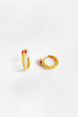 Coral Stone Eyed Snake Silver Earrings