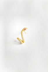 Coral Stone Eyed Snake Silver Cartilage Earring