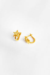 White Stone Star Silver Earrings