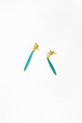 Enamel Long Stick Silver Earrings