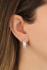 White Baguette Stone Silver Earrings
