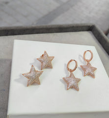 Zircon Stone Chubby Star Silver Earrings