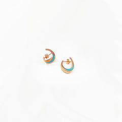 Colorful Enameled Silver Curved Earrings