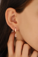 Stone Small Letter Silver Earrings