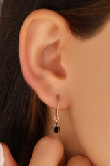 Colorful Drop Stone Silver Earrings