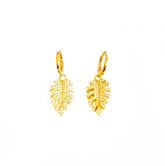 Silver Sycamore Leaf Earrings with White Zircon Stone, Maple Leaf Earrings