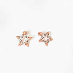 Silver Star Earrings with Pencil Grinding, Aeon Real Sterling Silver Star Earrings Set with Cubic Zirconias