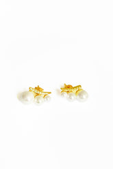 Lined up Pearl Silver Earrings, small ivory white pearl sterling silver freshwater pearl stud earrings
