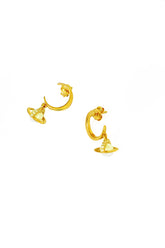 Pearl Galaxy Silver Earrings, Pearl Planet Hoop Earrings