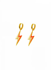 Enameled Lightning Silver Earrings, Sterling Silver CZ Crystal Lightning Bolt Stud Earrings