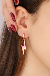 أقراط فضية مطلية بالمينا على شكل صاعقة، أقراط فضية إسترلينية مرصعة بكريستال الزركونيوم المكعب على شكل صاعقة