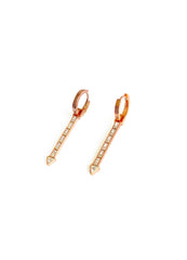 White Baguette Stone Dangling Silver Arrow Earrings