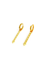 White Baguette Stone Dangling Silver Arrow Earrings