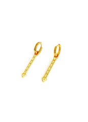 White Baguette Stone Dangling Silver Arrow Earrings