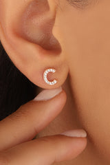 أقراط صغيرة مرصعة بالفضة الإسترلينية، قرط مُخصص مُزين بأحرف أبجدية أحادية اللون