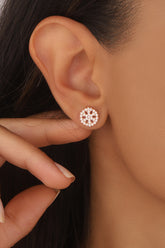 أقراط فضة على شكل ندفة ثلج، أقراط ندفة ثلج، أقراط فضية مرصعة