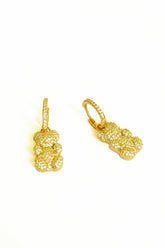 Stone Teddy Bear Silver Earrings, Gummy Bear Earrings