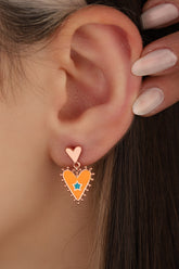 أقراط متدلية من الفضة على شكل قلب من المينا، أقراط فضية على شكل قلب