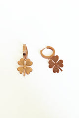 أقراط متدلية فضية بدون مسامير على شكل زهرة البرسيم ذات الأربع أوراق