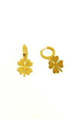 أقراط متدلية فضية بدون مسامير على شكل زهرة البرسيم ذات الأربع أوراق