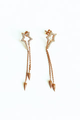 أقراط فضية متدلية على شكل نجمة مزدوجة السلسلة، أقراط متدلية على شكل نجمة