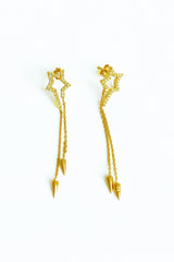 أقراط فضية متدلية على شكل نجمة مزدوجة السلسلة، أقراط متدلية على شكل نجمة