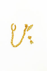 Big Stone Studded Silver Chain Ear Cuff, Earring Chain