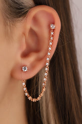 أقراط فضية متدلية بسلسلة حجر واحد