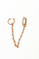 أقراط سلسلة من الفضة الإسترلينية بتصميم غضروف حجري