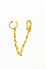 أقراط سلسلة من الفضة الإسترلينية بتصميم غضروف حجري