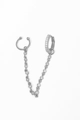 أقراط سلسلة من الفضة الإسترلينية بتصميم غضروف حجري