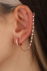 أقراط سلسلة من الفضة الإسترلينية بتصميم غضروف حجري