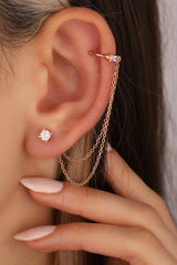 Cartilage Snap Silver Chain Earrings