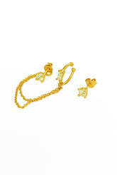 Cartilage Snap Silver Chain Earrings