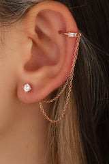 Cartilage Snap Silver Chain Earrings