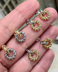 أقراط فضية بدون حجر؛ أقراط دائرية صغيرة عرقية